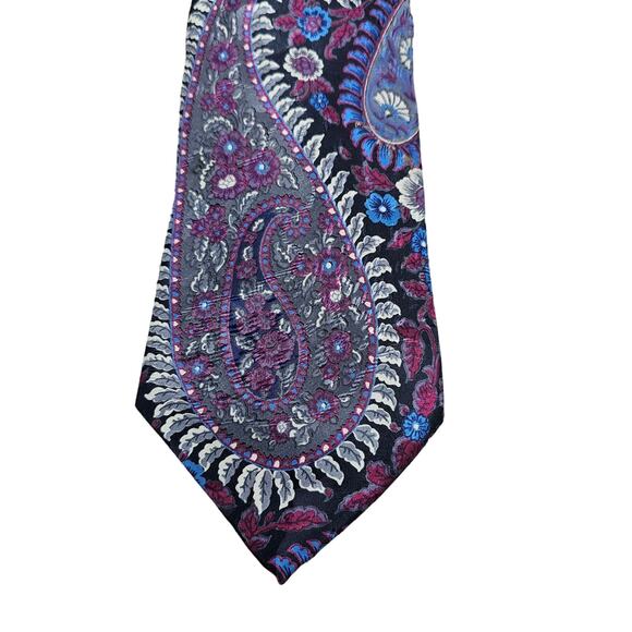 Stafford Mens 100% Silk Neck Tie Multicolor Paisley - Picture 1 of 8